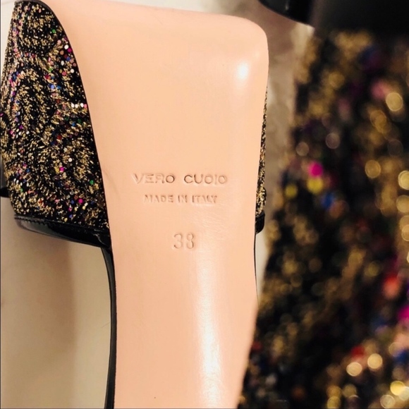 Valentino Red Glitter Peep Toe Pump Platform Heels - Picture 3 of 6